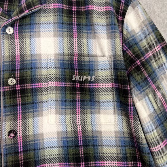 Skims Multi Plaid Gender Inclusive Fleece Sleep Pajama Set Size Small - Picture 7 of 16